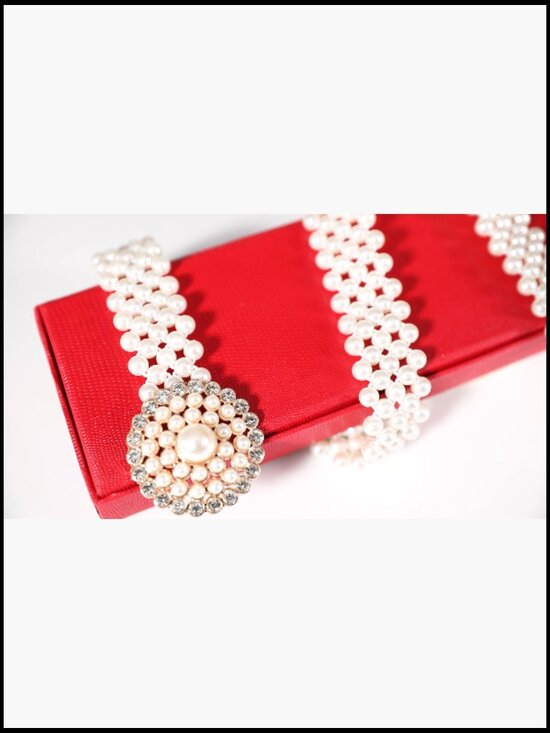 Women\'s Elastic Pearl Waist Chain Belt for Dresses & Denim Bridal